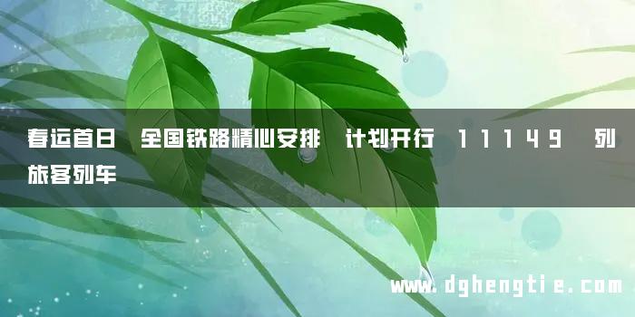 春运首日 全国铁路精心安排 计划开行 11149 列旅客列车